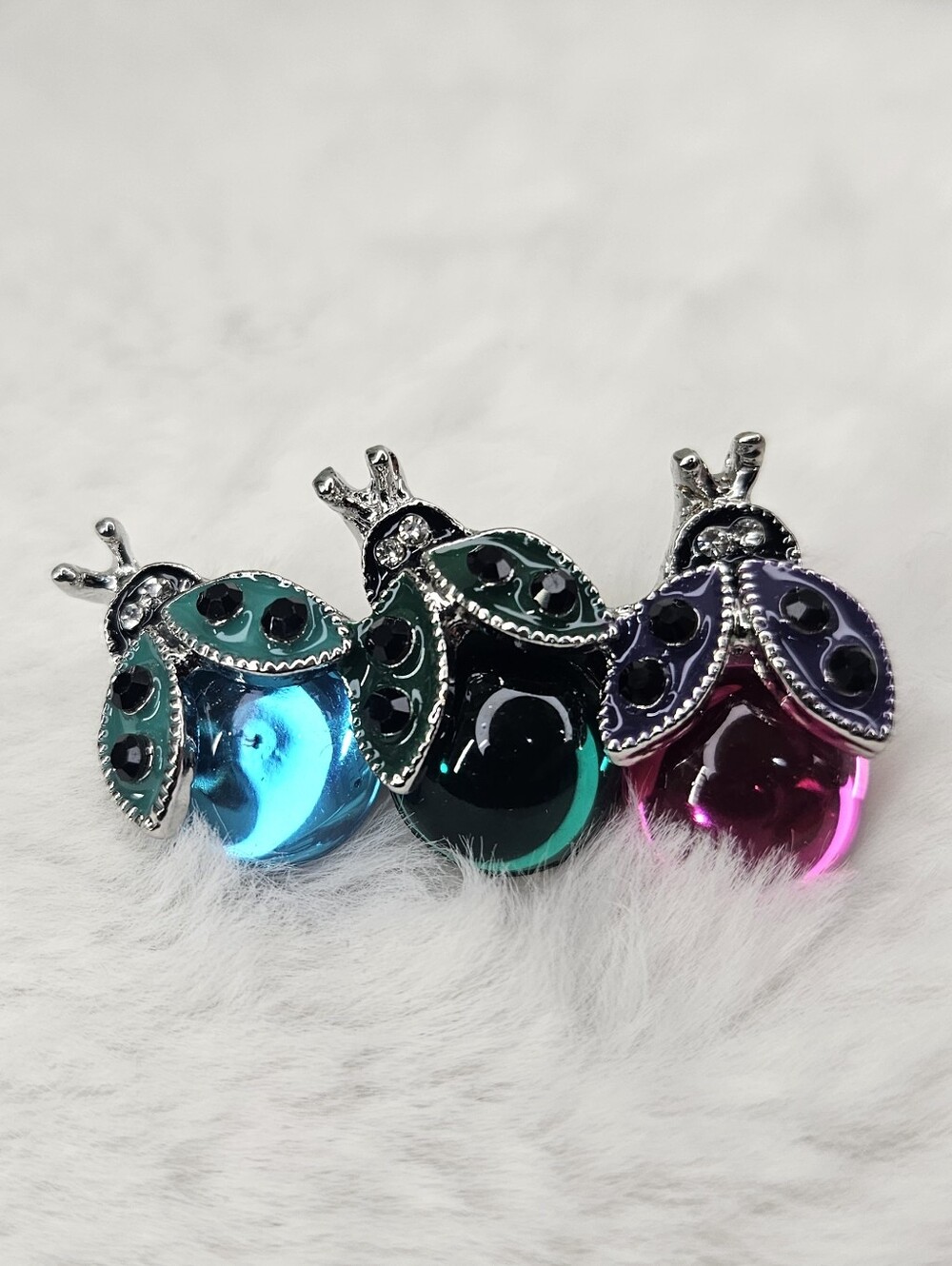 Multicolor Lady Bug Beetle Brooch